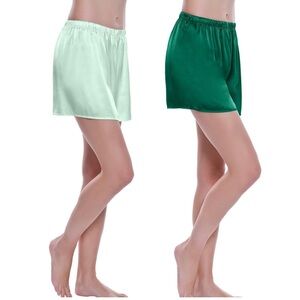 Lepton Washable Mulberry Silk Pull-On Lounge / Sleep Shorts Size Medium Set of 2